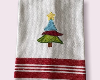 Embroidered towels, Vintage inspired towel, Dish towels, Kitchen towels, Retro embroidered towel, Christmas kitchen towel, Christmas gift