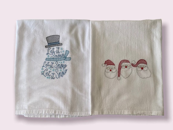 Embroidered Flour Sack Tea Towels, Vintage Inspired Flour Sack Tea