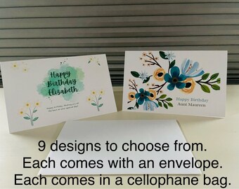 Personalized Birthday Cards; Pretty Personalized Cards; Birthday Card with envelope; Customized Birthday Cards.