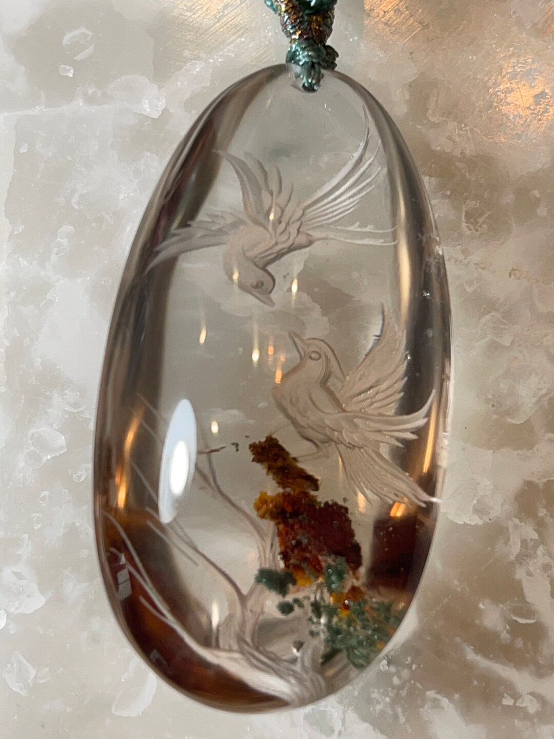 Carved Garden Quartz Pendant Etsy
