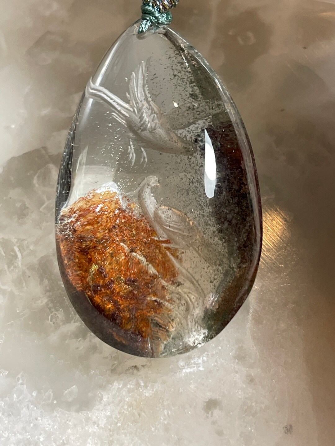 Carved Garden Quartz Pendant Etsy