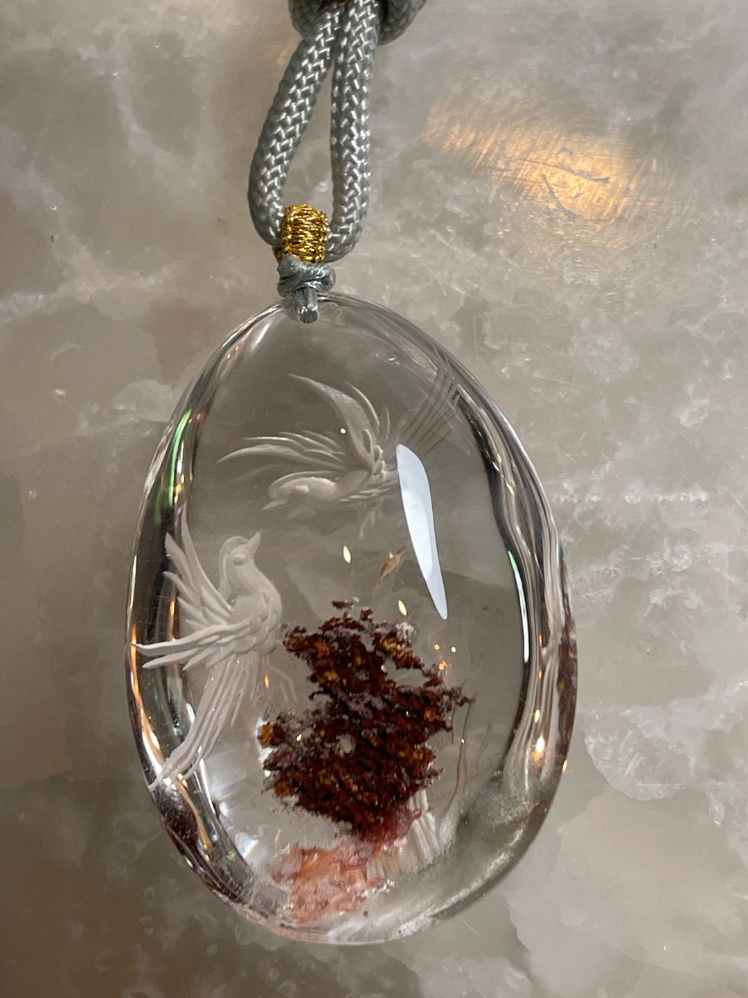 Carved Garden Quartz Pendant Etsy