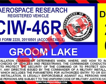 Official(?) "Area 51 Groom Lake Vehicle Pass" Sticker