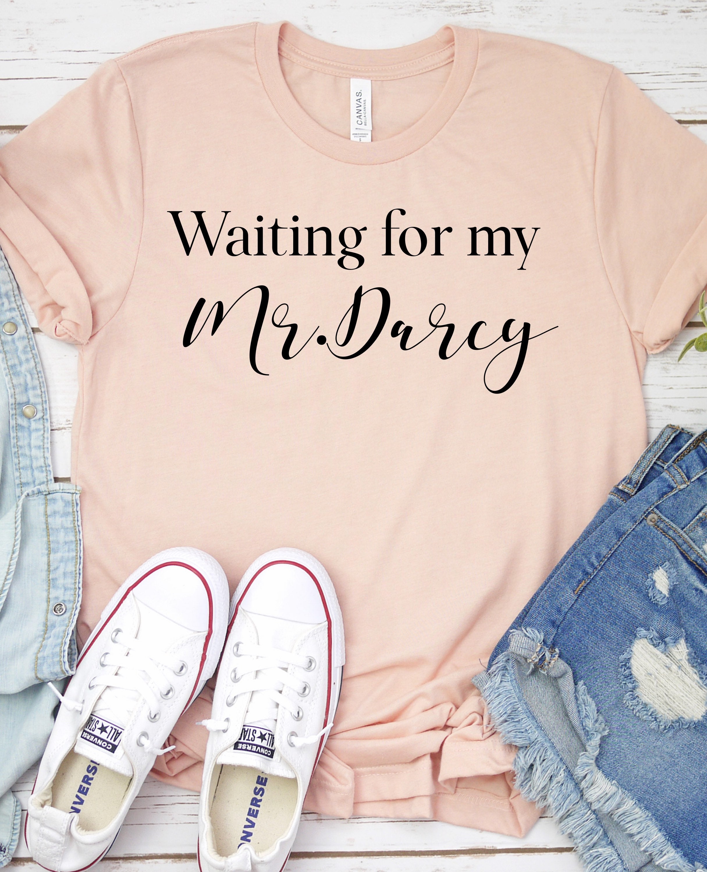 Waiting For Mr Darcy Gift Pride And Prejudice Shirt Cursive Etsy