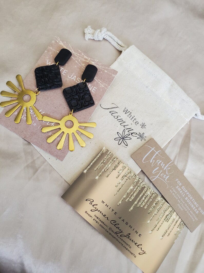 LUNA Dangle Earrings with Brass Charm