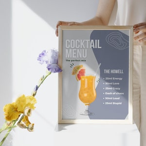 &quot;Personalisierte Familie Cocktailkarte Poster &quot;&quot;Wandbild&quot;&quot; (A4)&quot;