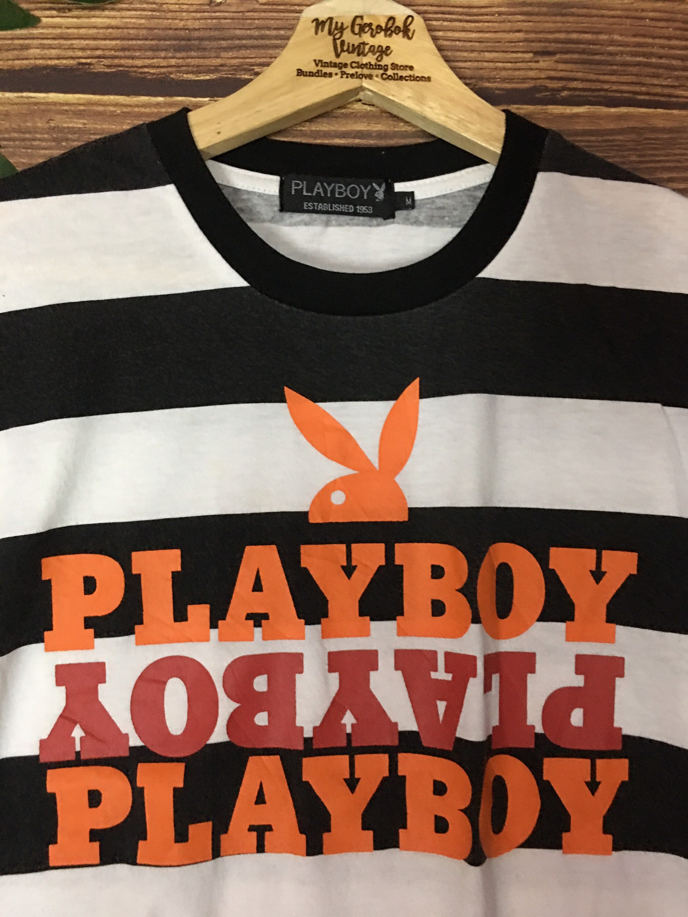 RARE T shirt Playboy Stripe Etsy
