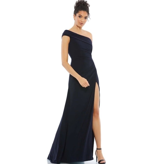 Buy IEENA Mac Duggal off the Shoulder Slit Gown Size 4 Ruched Blue Prom  Online in India - Etsy