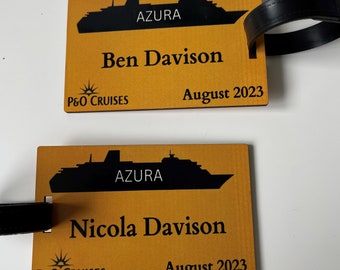 Personalised Cruise Luggage Tags / Any Ship / Any Colour