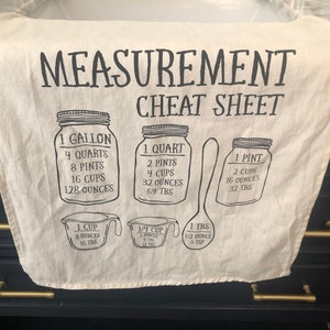 Kitchen Measurement Conversion Tea Towel with loop