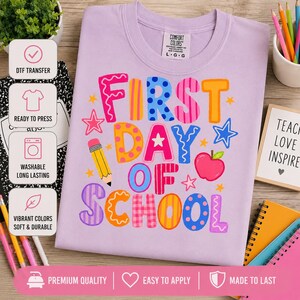 First Day of School DTF Transfer, Teacher Student Shirt Design, Ready Press Heat Transfer