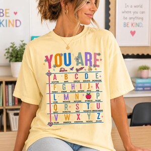 Transferencia de You Are Teacher DTF / Transferencia de Afirmación Positiva ABC / Transferencia de Maestro de Regreso a Clases / Camiseta de Aula Lista para Imprimir imagen 4
