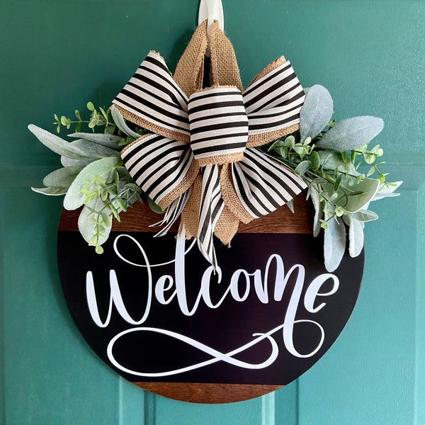 Welcome Door Hanger | 14” Sign | Farmhouse Door Wreath | Handmade Wooden Sign | Sign for Front Door | Decor for Front Door | Home Decor