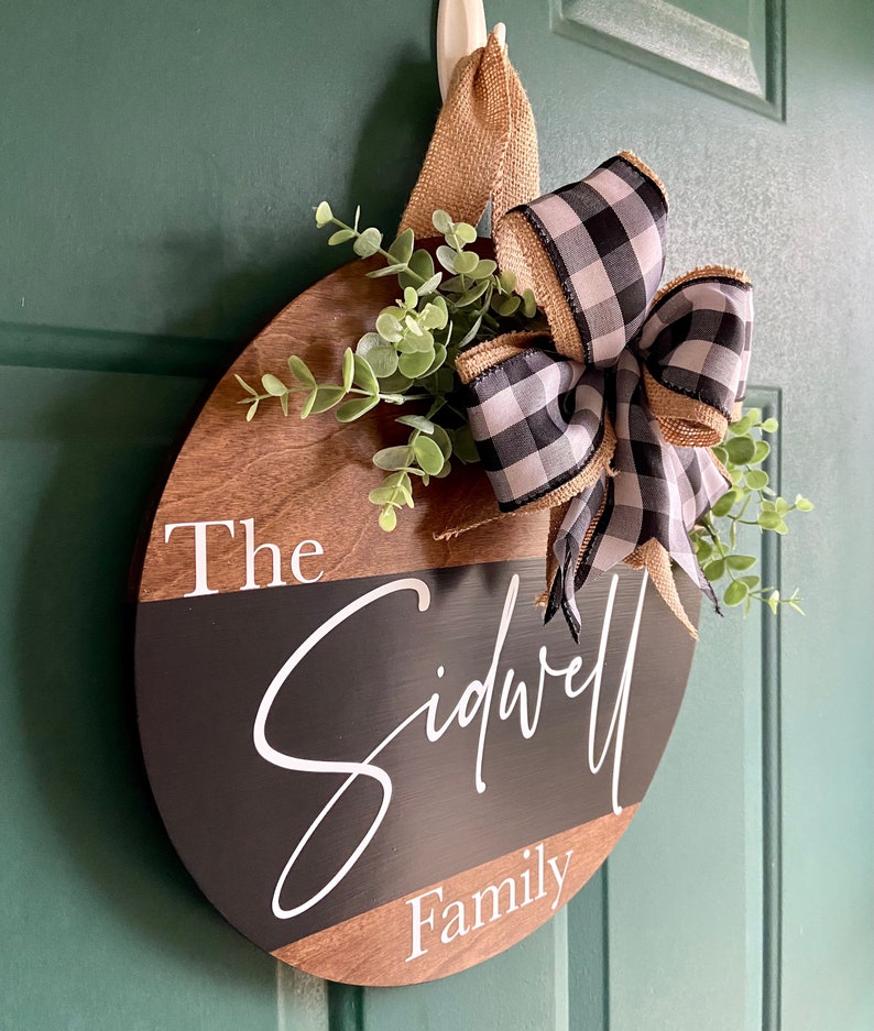 Personalized Family Name Door Hanger | 14” Sign for Front Door | Custom ...