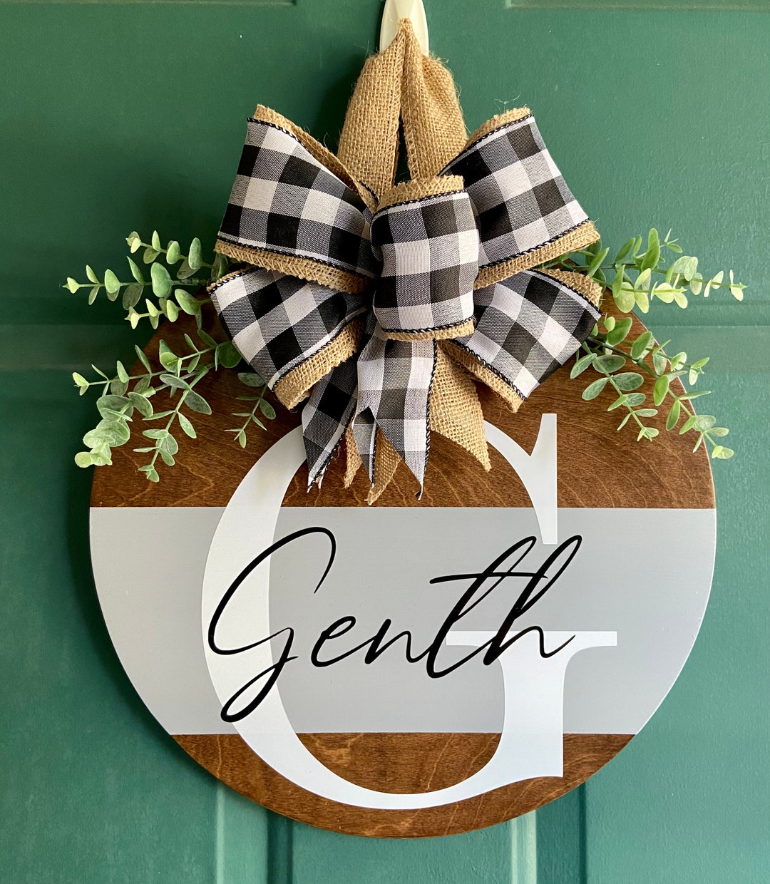 Personalized Family Name Door Hanger | 14” Sign for Front Door | Custom ...