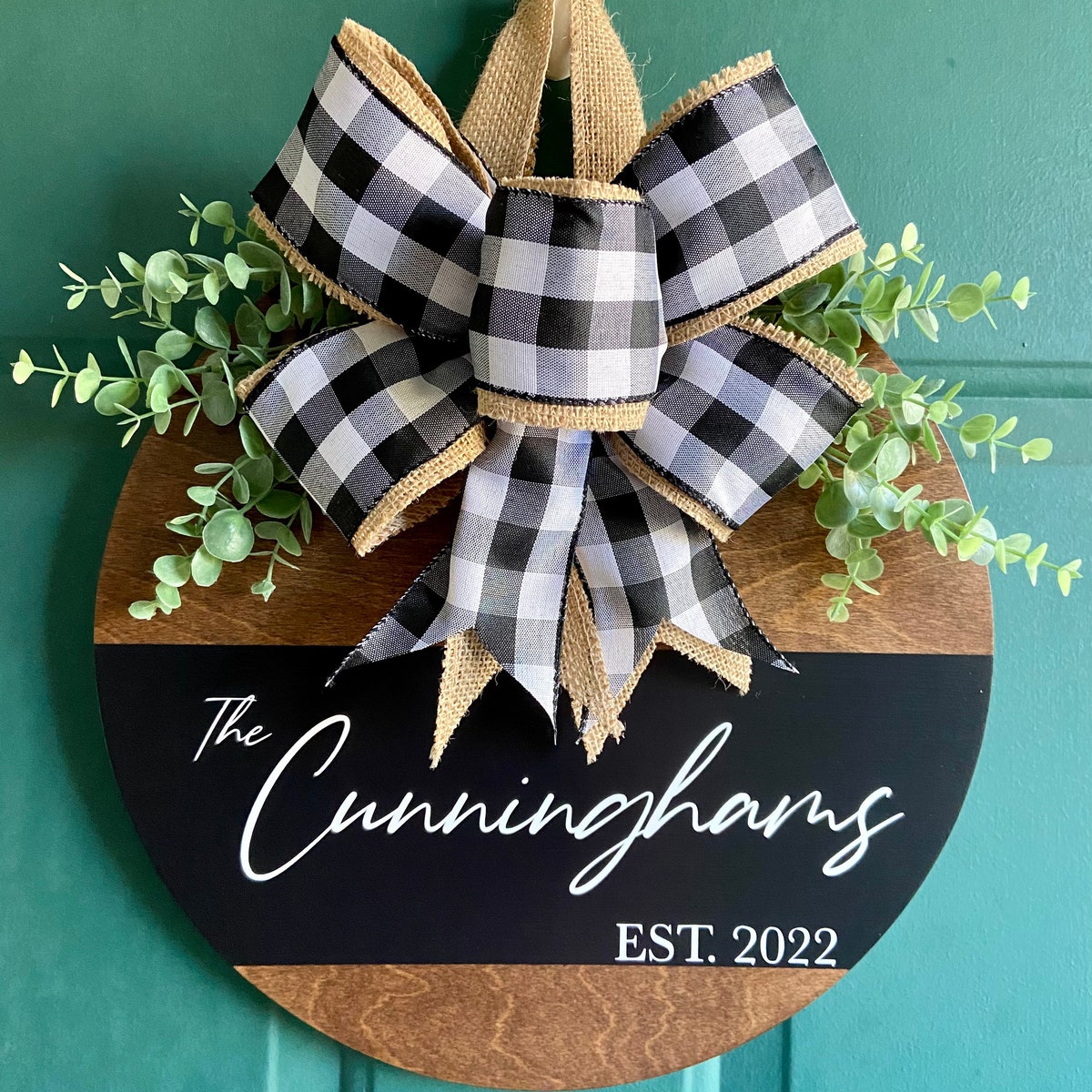 Custom Name Door Hanger |personalized Family Name Door Hanger | Custom Name Sign | Family Established Sign | Welcome Sign | 14” Round Sign - Etsy