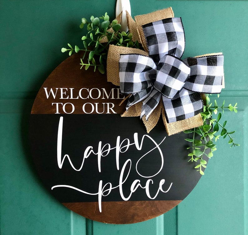 to Our Happy Place Door Hanger Sign 14 Etsy