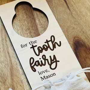 Tooth fairy door hanger personalized, tooth fairy gifts, lost teeth door hanger
