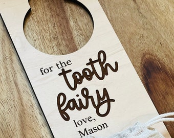 Tooth fairy door hanger personalized, tooth fairy gifts, lost teeth door hanger