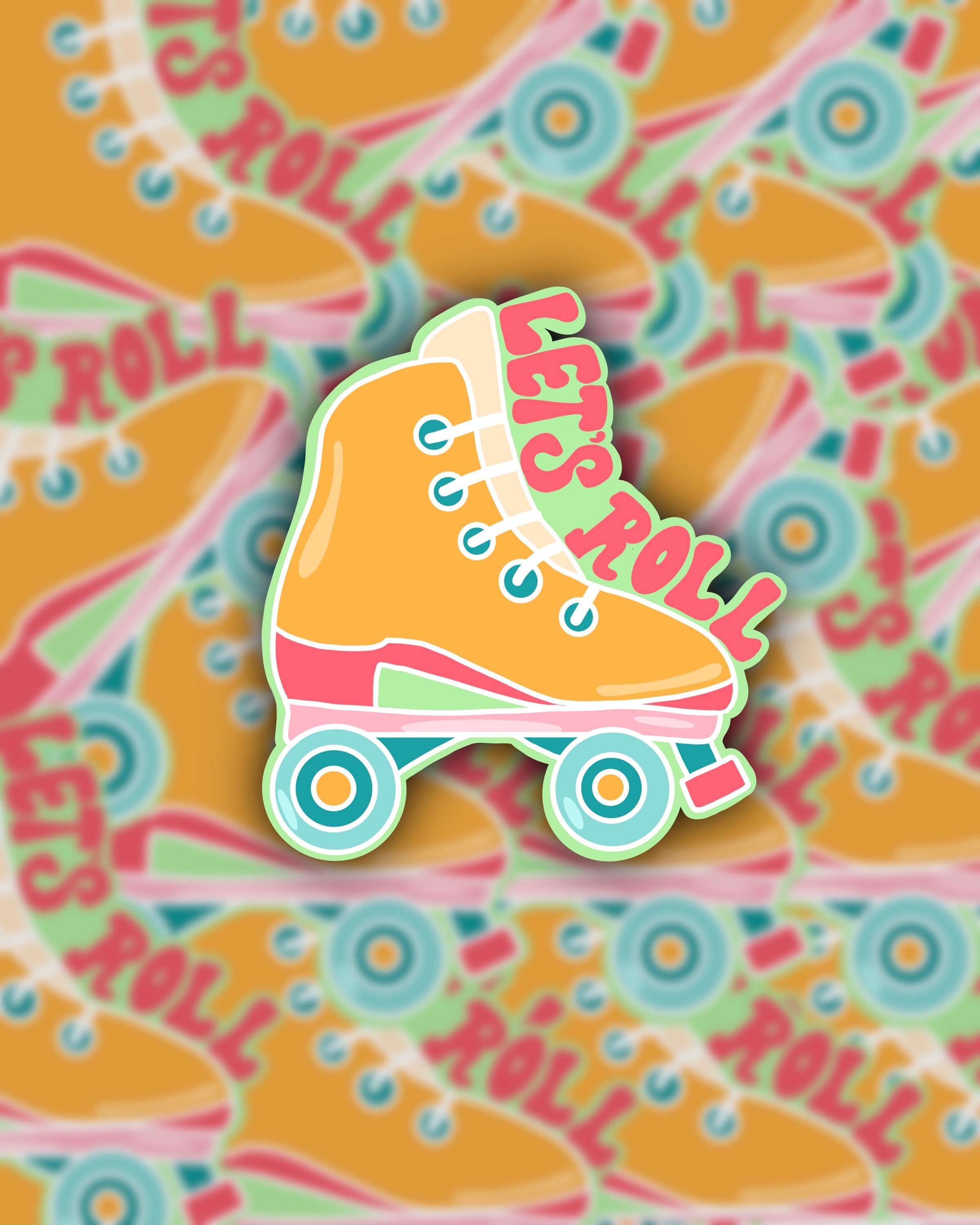 Lets Roll Roller Skate Sticker Etsy