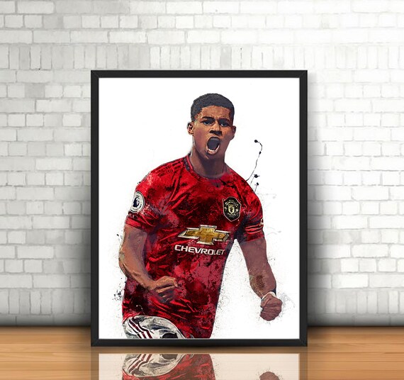 Marcus Rashford Poster Canvas Manchester United Wall Art Singapore - Man U Home Decor Marcus Rashford Poster Canvas Manchester United Wall Art Singapore - Man U Home Decor