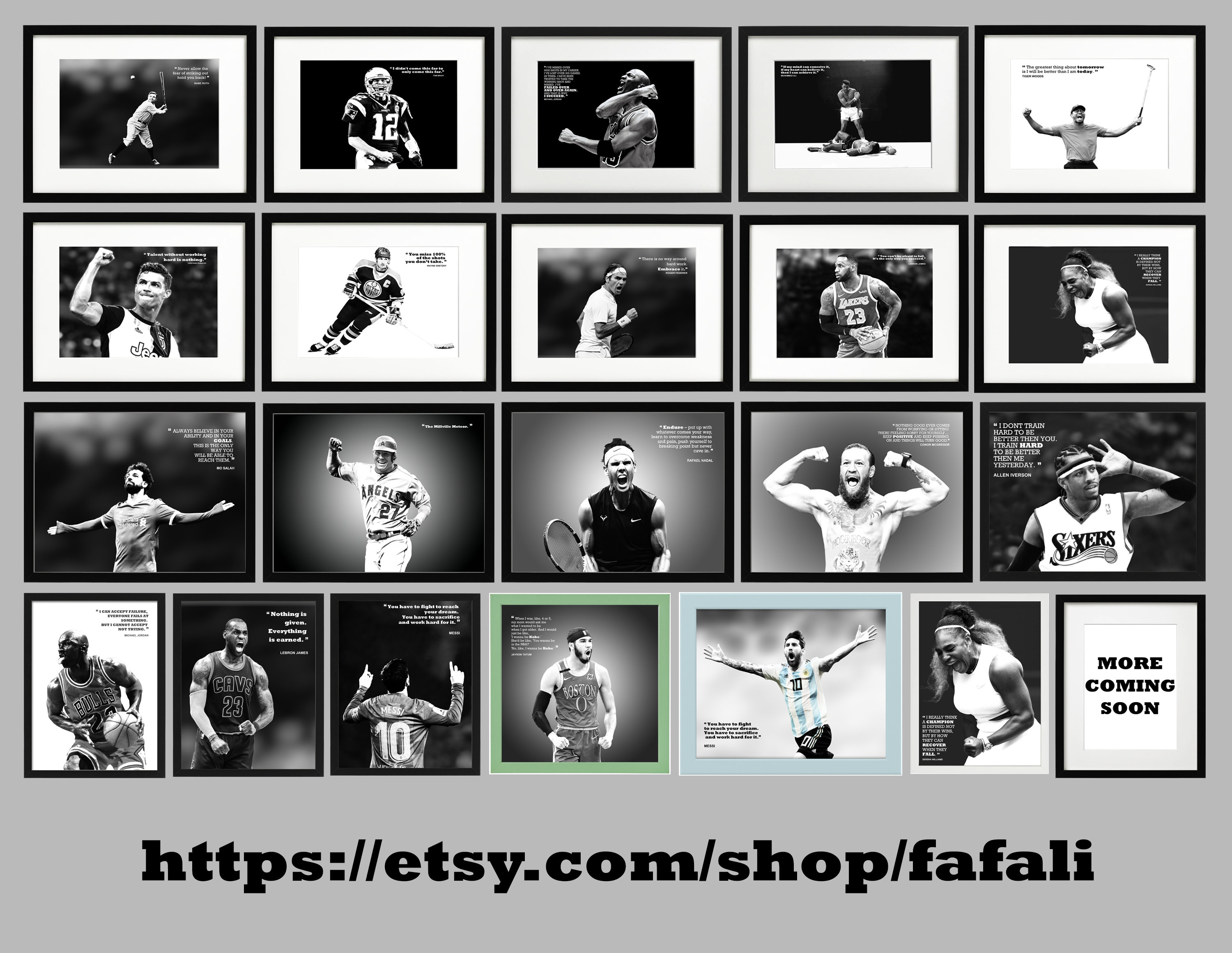 Black and white sports posters canvas digital print quotes Etsy