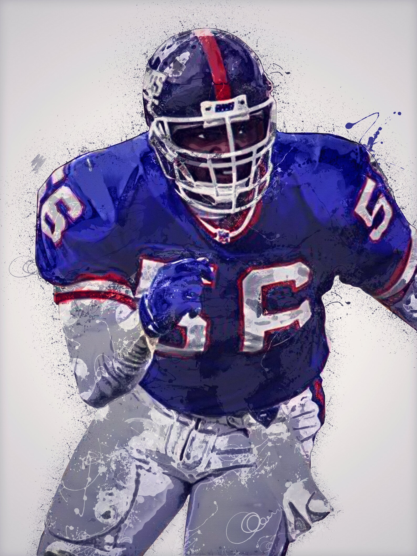 Lawrence Taylor Poster Canvas New York Giants Wall Art Etsy