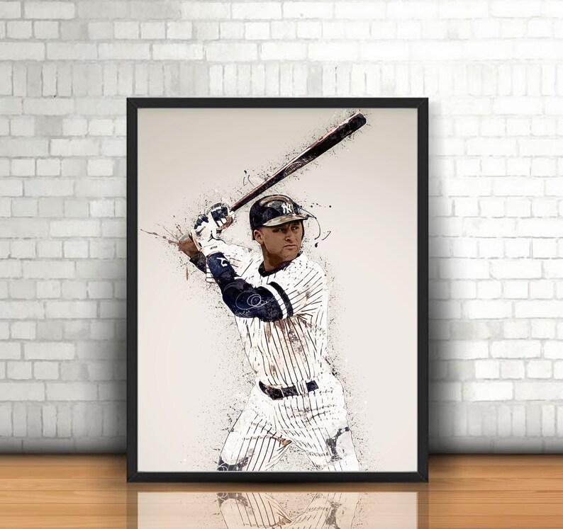 splash paint mancave Office Decorations Home Living Derek Jeter painting Wall Art Decor Gym poster Bedroom New York Yankees canvas