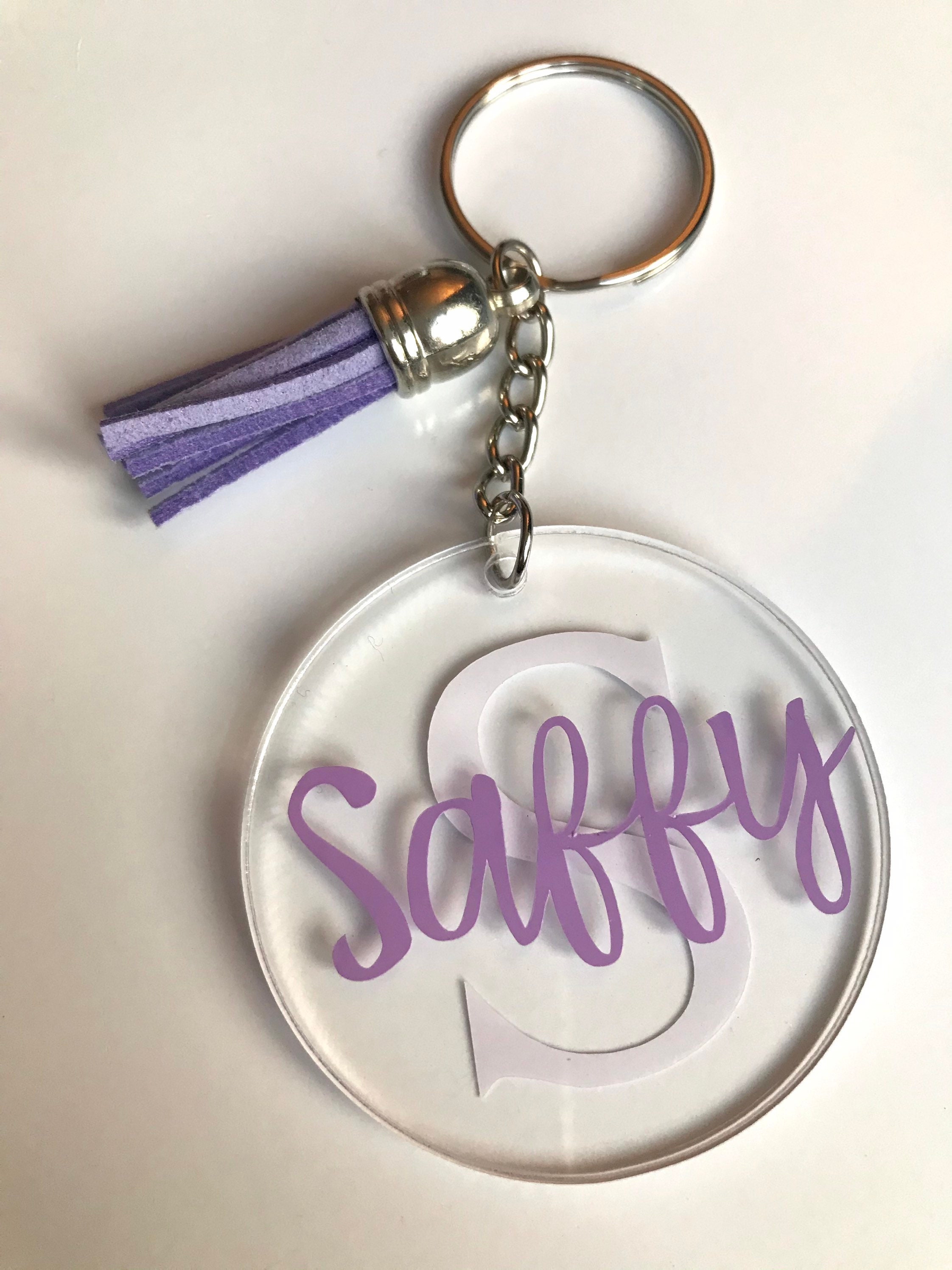 Personalised Acrylic Disc Keyring with Matching Tassel Etsy