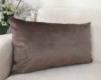 Cubierta de almohada de tiro de terciopelo marrón, cubierta de cojín marrón de terciopelo de lujo, fundas de almohada, cojín decorativo, almohada decorativa de terciopelo marrón para la cama