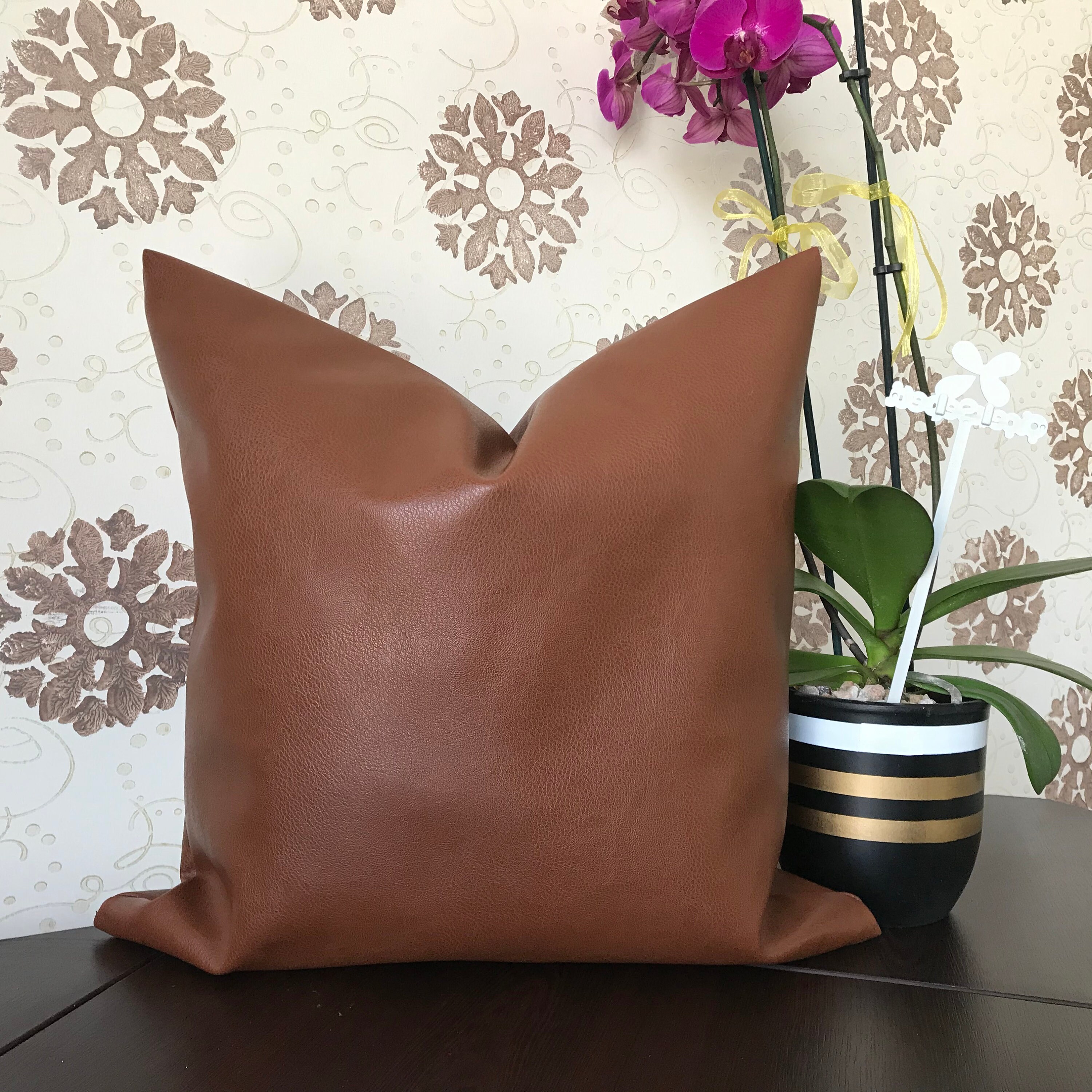 Black Faux Leather Throw Pillow Cover Red Faux Leather Etsy UK