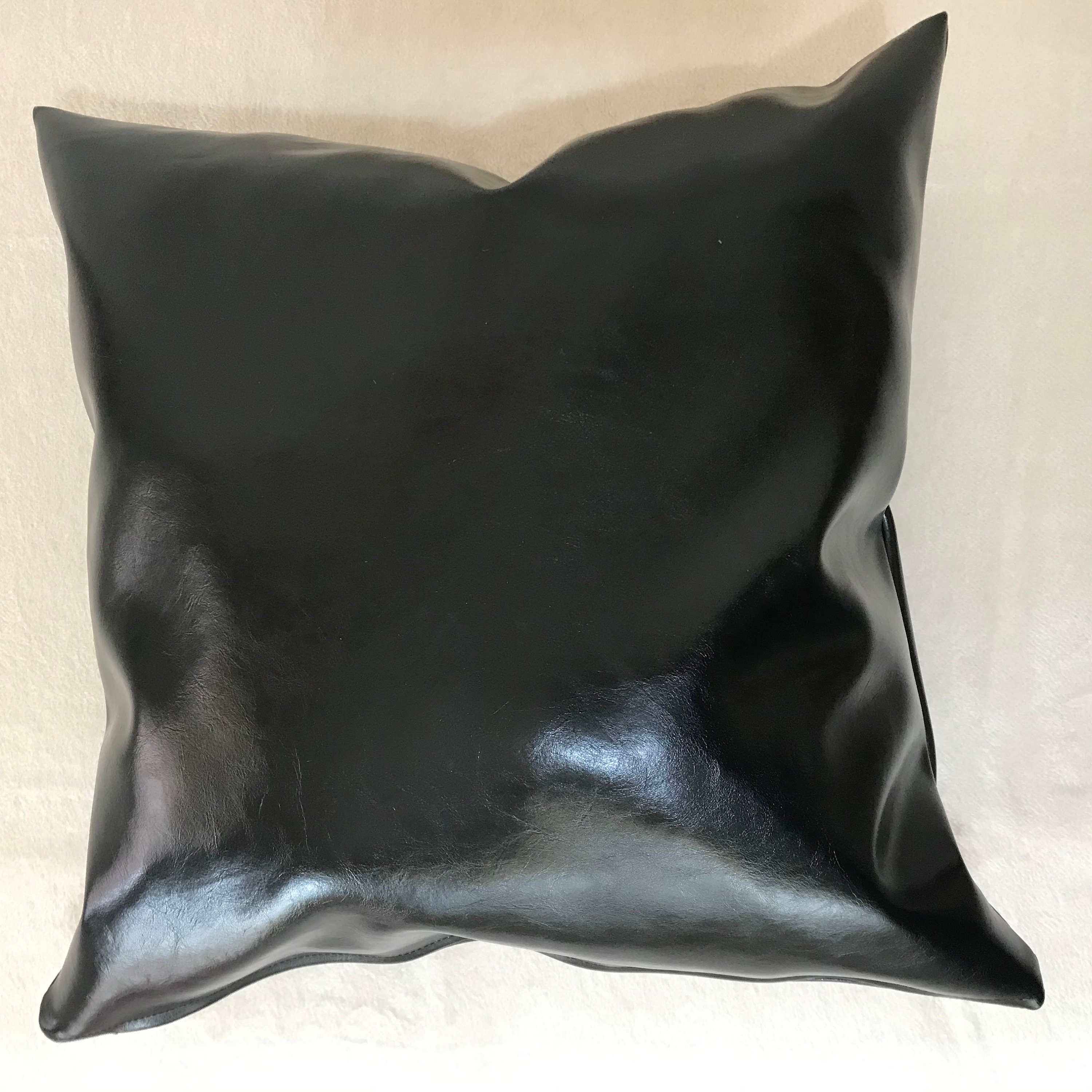 Black Leather Throw Pillow Cover Luxury Black Throw Etsy