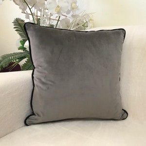 Grey Velvet Throw Pillow Covers, Luxury Grey Pillow Cover, Grey Velvet Pillow Cover, Velvet Cushion Case, Luxury Decorative Pillow For Bed