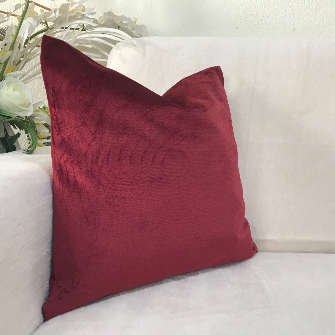 Red Velvet Throw Pillow Cover Luxury Red Velvet Decorative Etsy UK