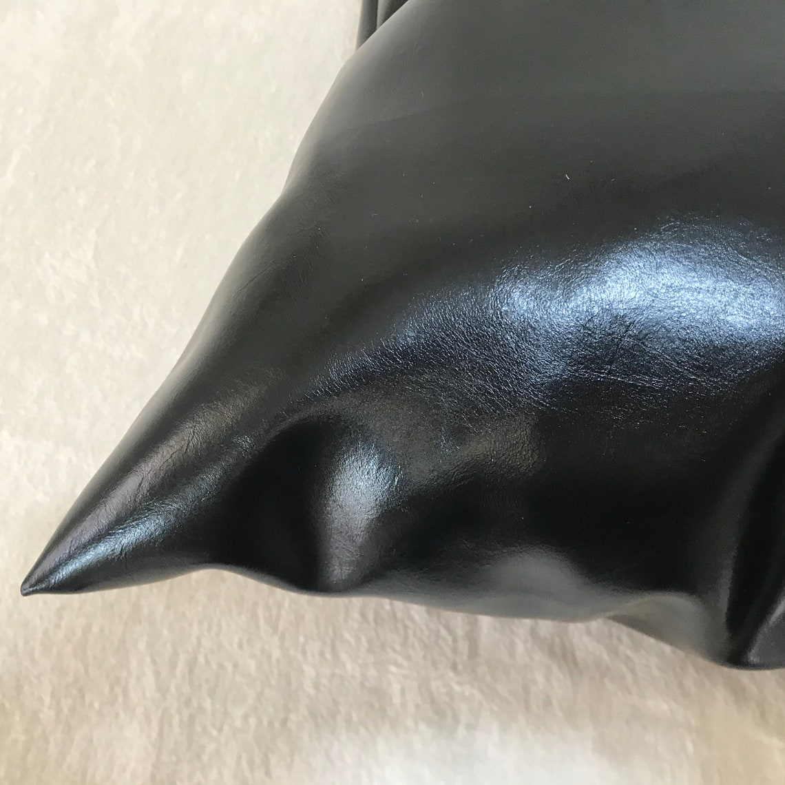 Black Leather Throw Pillow Cover Luxury Black Throw Etsy