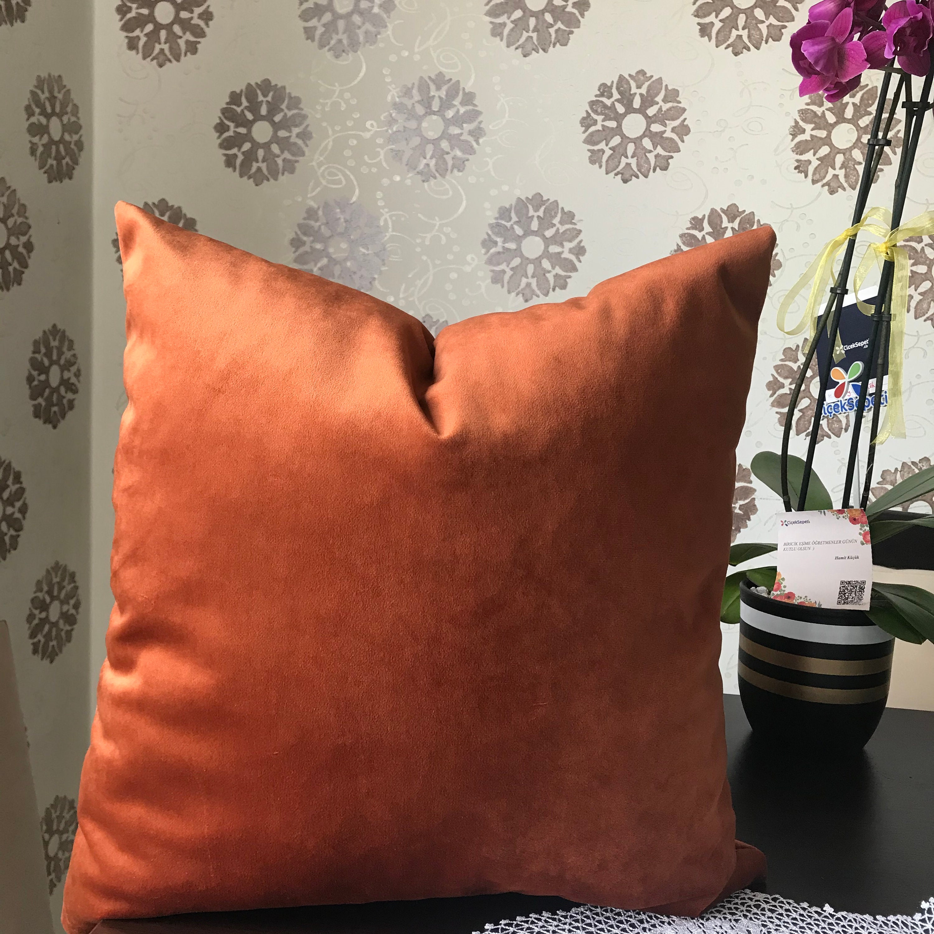 Terracotta Velvet Throw Pillow Cover Rust Luxury Velvet Etsy