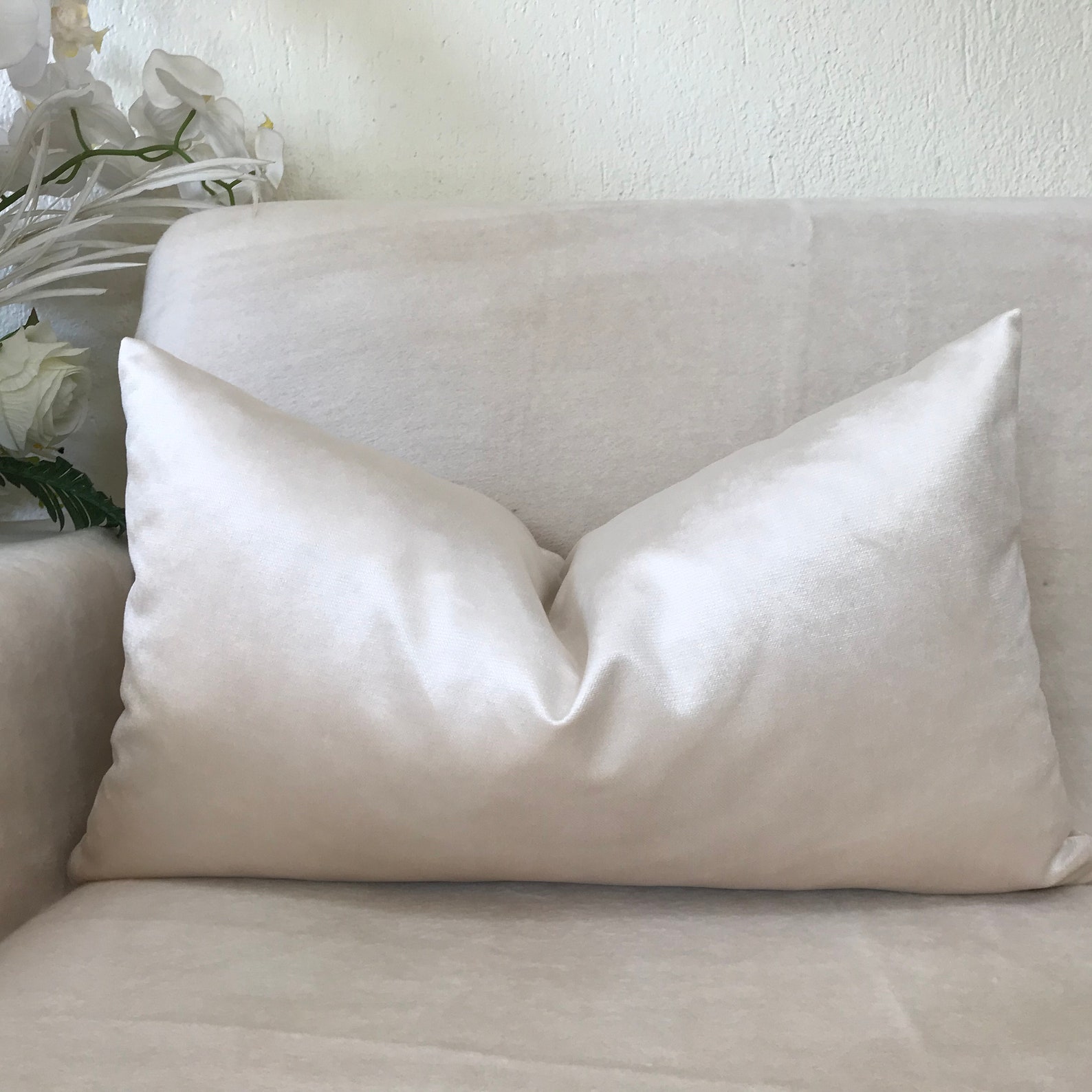 Cream Velvet Throw Pillow Cover, Cream Velvet Cushion Cover, Decorative
