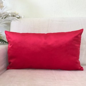 Red Velvet Throw Pillow Cover, Luxury Red Velvet  Decorative Cushion, Velvet Cushion Cover, Headrest, Velvet Decorative Pillow For Bed