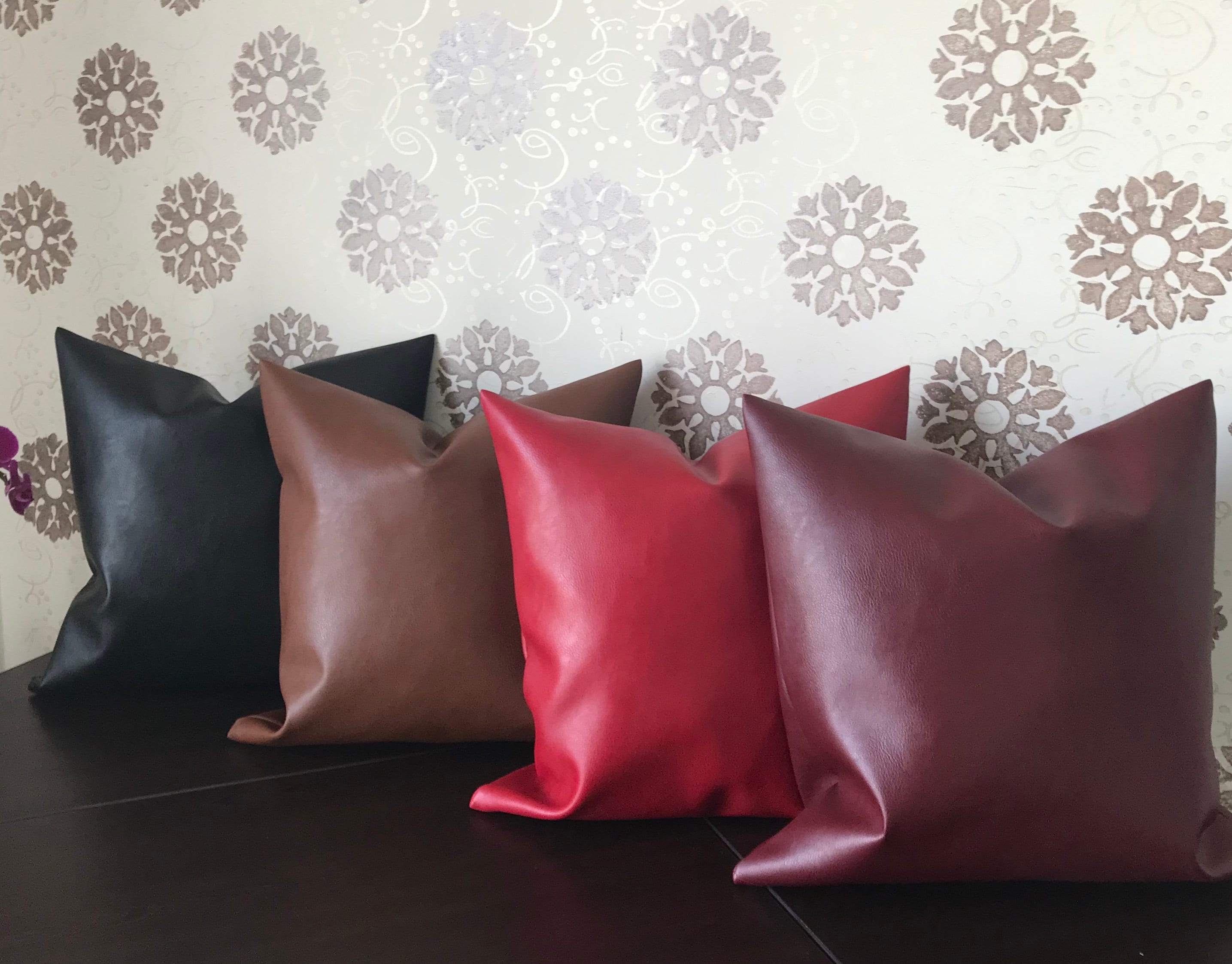 Black Faux Leather Throw Pillow Cover Red Faux Leather Etsy UK