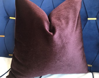 Decorative Purple Bright Eggplant Velvet Pillow Cover, Raisin Color Velvet Throw Pillowcases