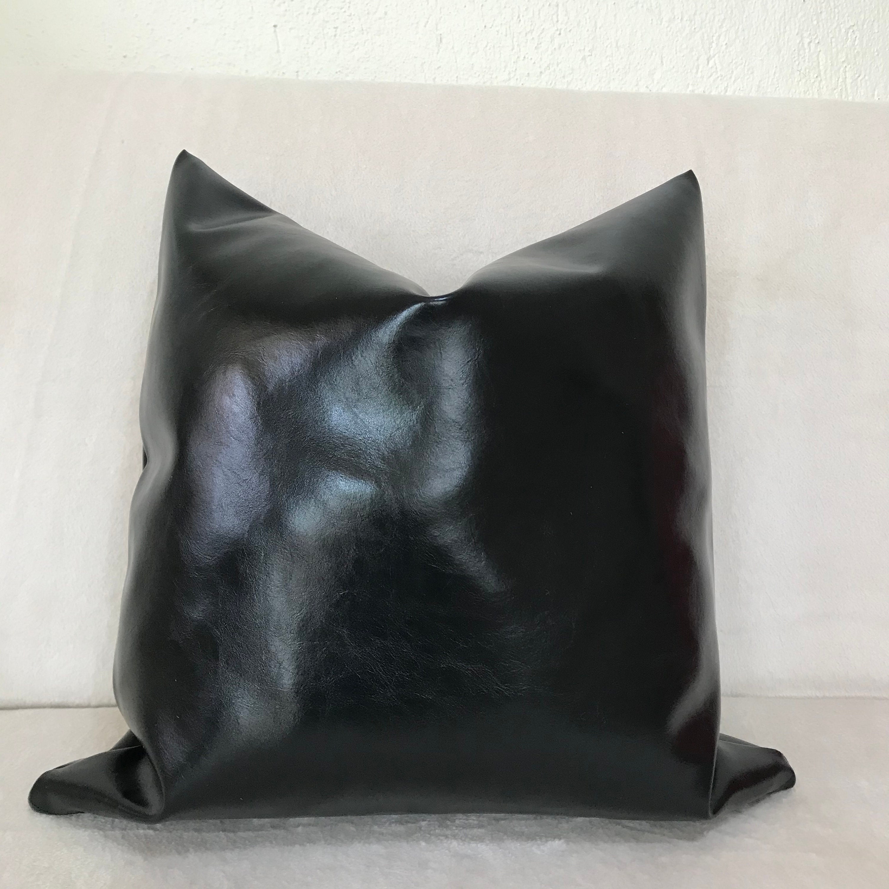 Black Leather Throw Pillow Cover Luxury Black Throw Etsy