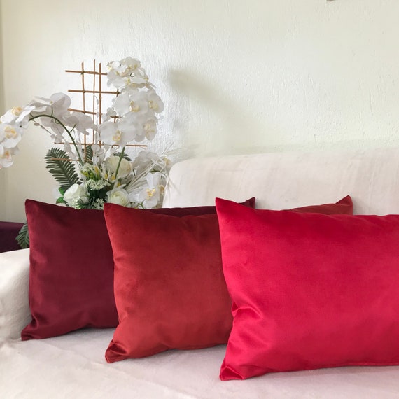 Red decorative pillows for bed sale