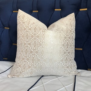 Gold And Cream Velvet Pillow Cover, Woven Velvet Cream Pillowcases, Modern Gold Decorative Cushion Case