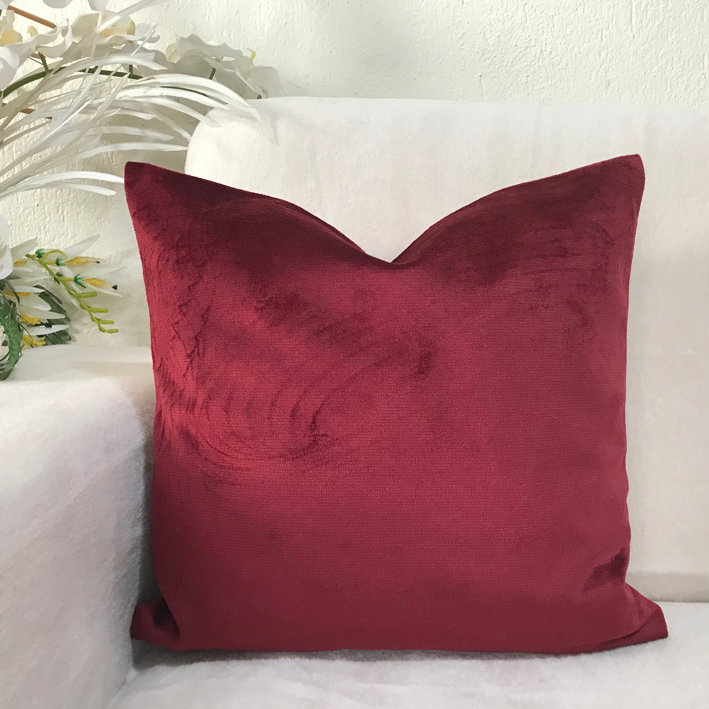 Red Velvet Throw Pillow Cover Luxury Red Velvet Decorative Etsy UK