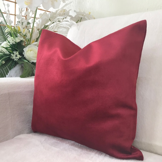 Red Velvet Throw Pillow Cover 18x18 Luxury Red Velvet Decorative Cushion 20x20