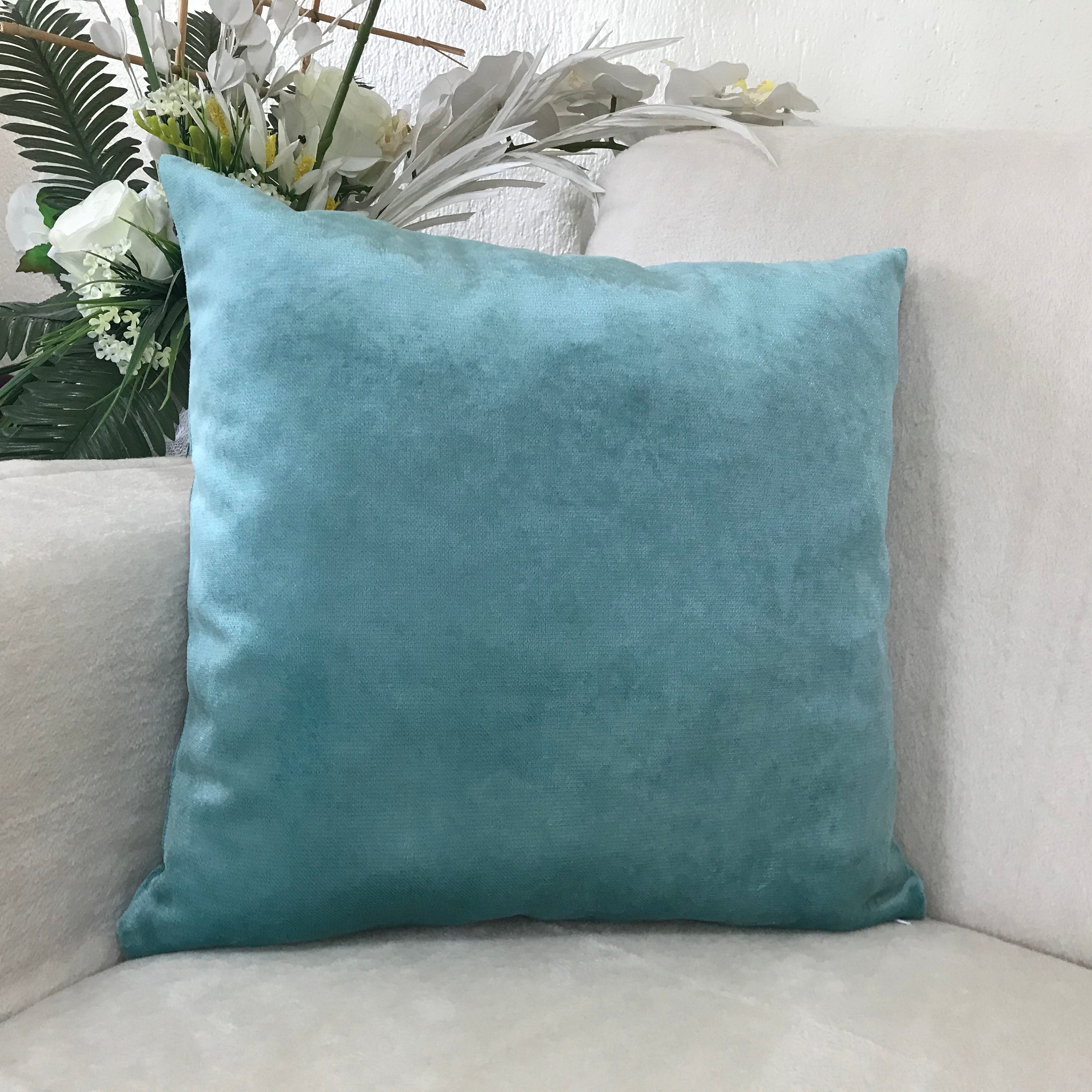 Blue Velvet Throw Pillow Cover, Luxury Blue Velvet Decorative Cushion