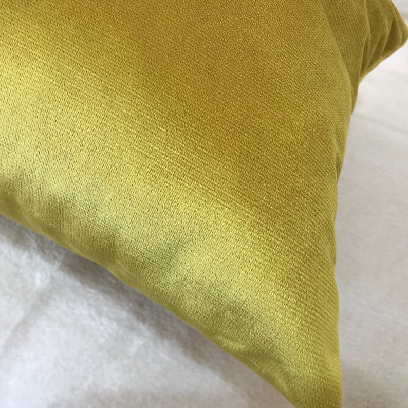 Velvet Throw Pillow Cover Yellow Pillow Cover Decorative Etsy