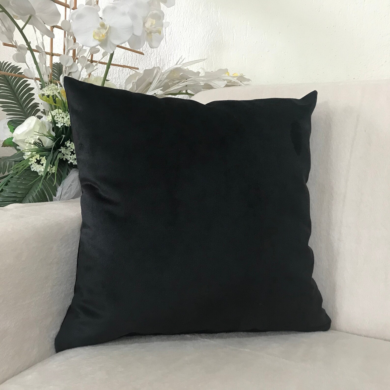 Black Velvet Throw Pillow Cover, Black Luxury Velvet Pillow Cover