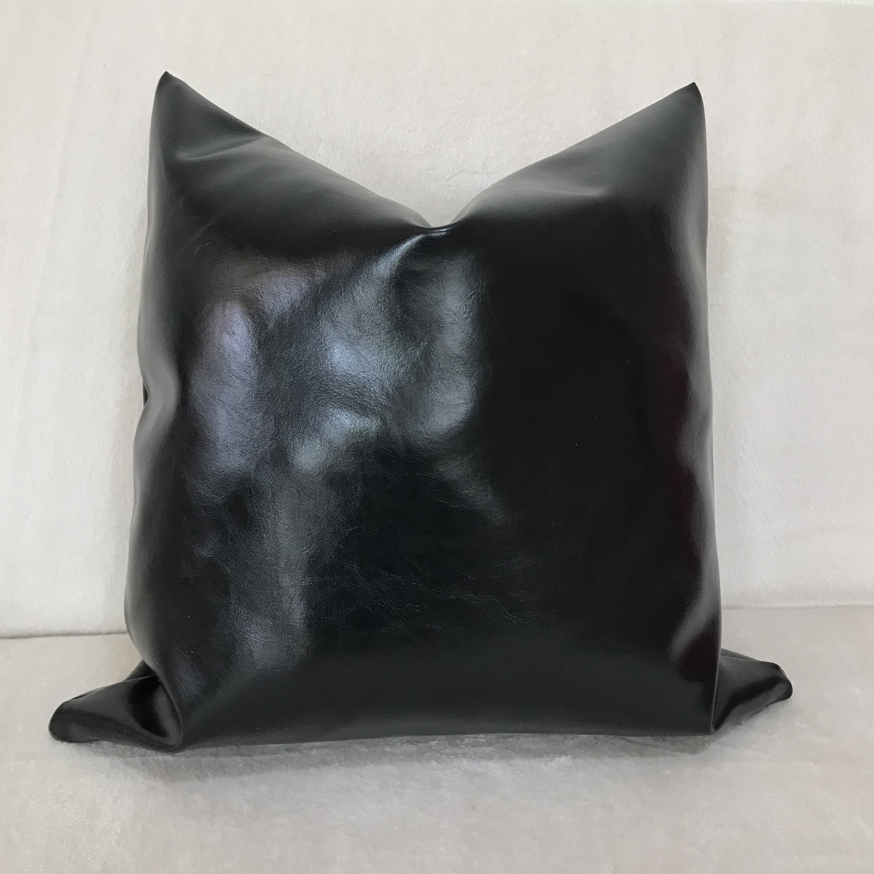 Black Leather Throw Pillow Cover Luxury Black Throw Etsy