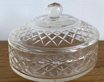 Beautiful large Waterford style cut glass crystal lidded candy box trinket dish